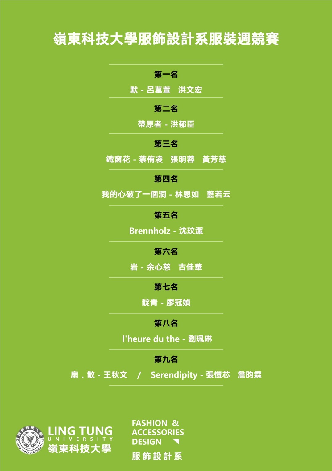 入圍組別